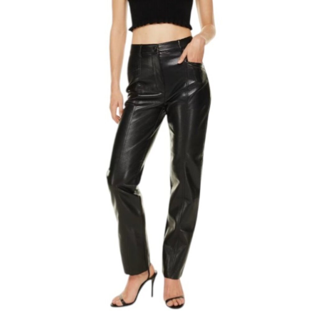 Aritzia Wilfred Rebel Pant, High Rise, Straight Leg, Black, Mobwife, Size 14